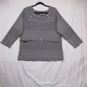 Cato Long Sleeve Scoop Neck Buckle/Button Accessories Gray Women Size | 22/24W